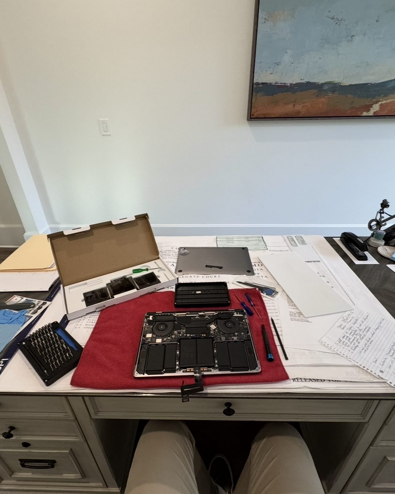 iLuvMyGeek technician performing an on-site computer repair at a customer's home in the Dallas, GA area